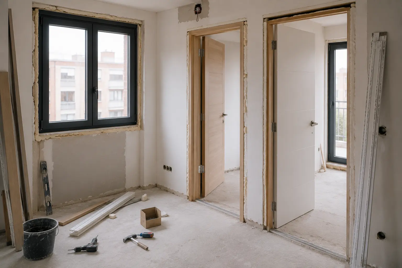 Instalación de puerta interior con ajuste limpio y remates cuidados