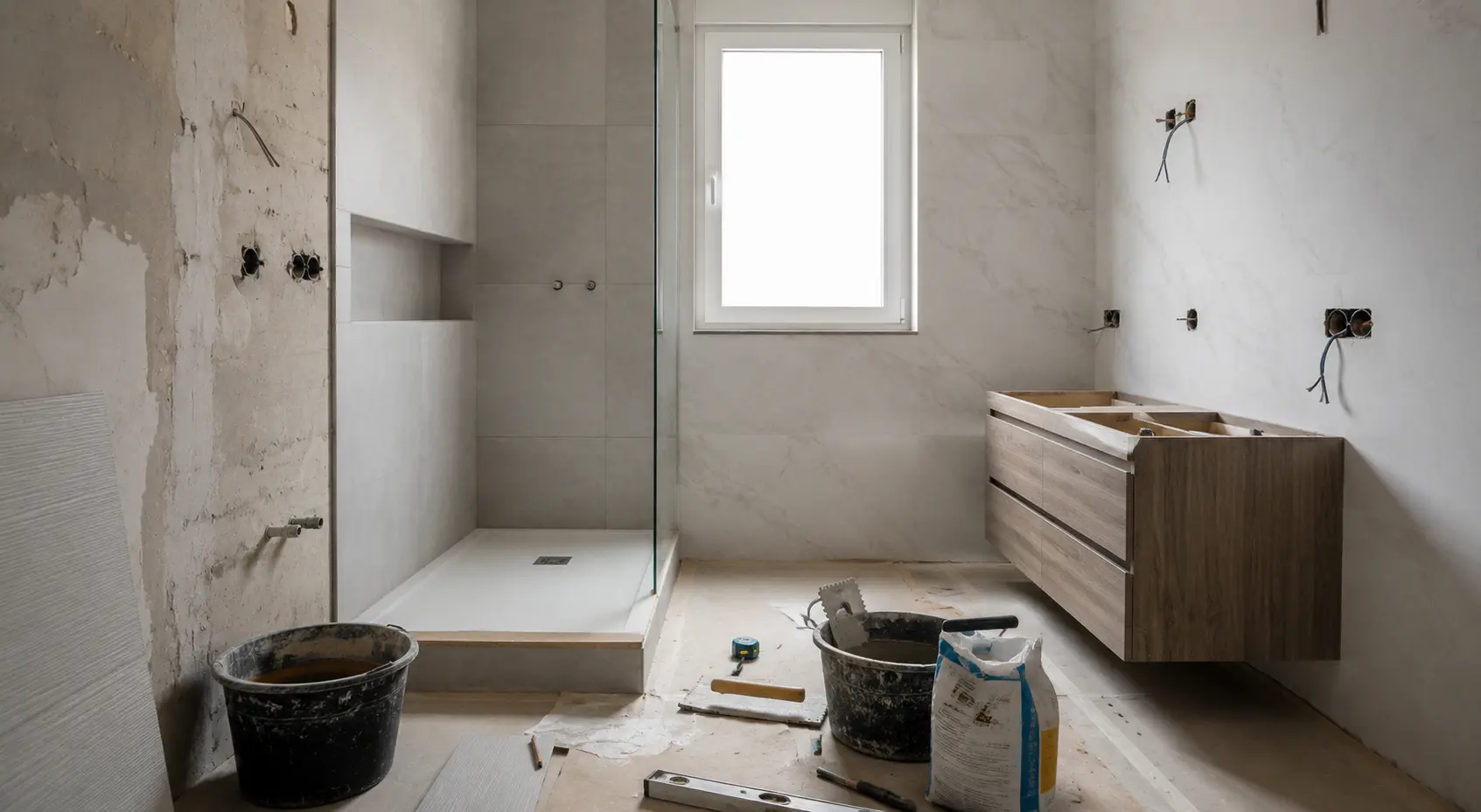 Reforma de baño con nuevos acabados y distribución actualizada