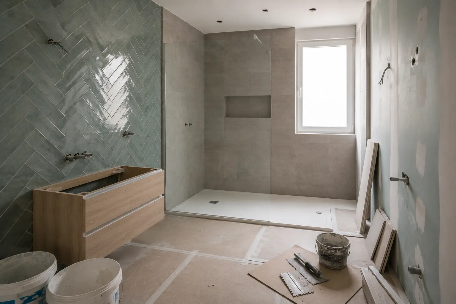 Baño reformado con remates limpios y mobiliario actualizado