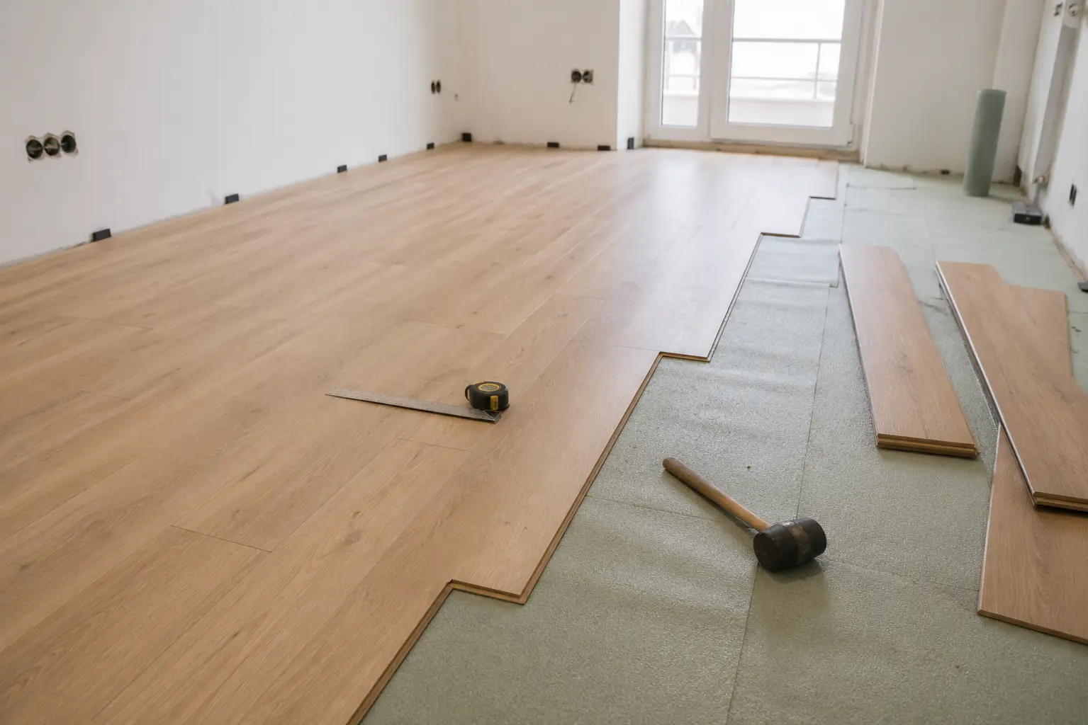 Suelo PVC instalado en estancia interior con acabado continuo y limpio